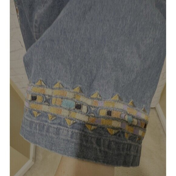 Bob Mackie Wearable Art Blue Embroidered Dream Catcher Button Up Jacket Plus  3X - Picture 4 of 8